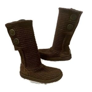 UGG Austrailia Brown Cardy Knit Sweater Boots 3 Bu